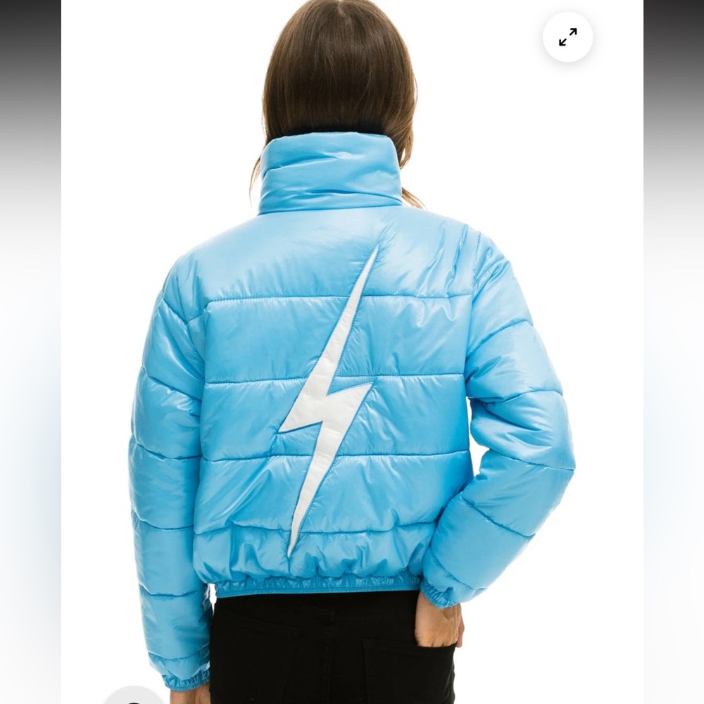 Aviator Nation BOLT LUXE APRES PUFFER JACKET - GLOSSY SKY
